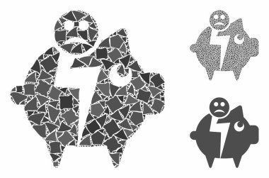 İflas eden domuz kumbarası Joggly Malzemeleri Mozaik Simgesi