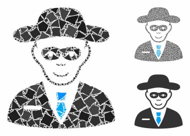 Güvenlik Ajanı Eşitsiz Parçaların Kompozisyon Simgesi