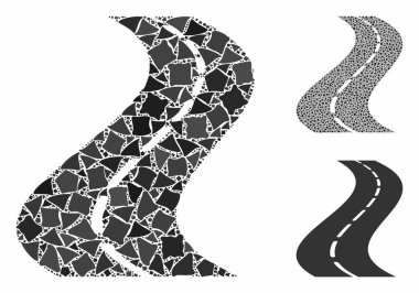 Dalgalanan Yol Ani Parçaların Mozaik Simgesi