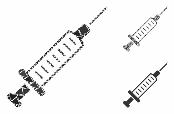 Syringe Mosaic Icon of Rough Elements — Stock Vector