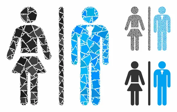 Toalettpersoner Mosaik Ikon av ojämlika objekt — Stock vektor