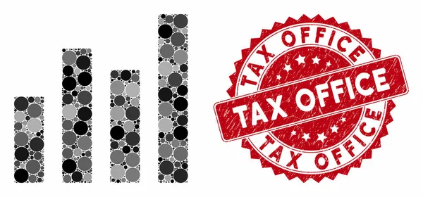 Collage Bar Grafiek met Distress Tax Office Seal — Stockvector