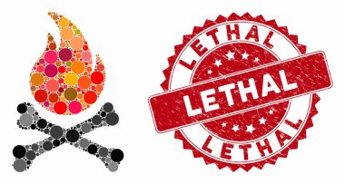 Ölüm Kemikleri Kolajisi Grunge Ölümcül Damgası