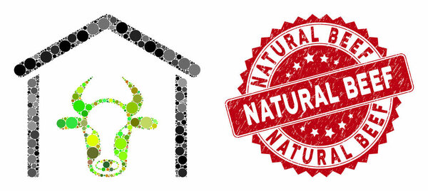 Mosaic Cow Garage with Textured Natural Beef Seal