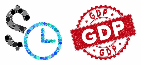 Crédit de collage avec sceau du PIB de détresse — Image vectorielle