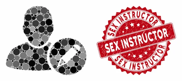 Κολάζ Επεξεργασία χρήστη με Distress Sex Instructor Σφραγίδα — Διανυσματικό Αρχείο