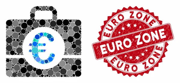 Contabilidade em mosaico euro com selo texturizado da zona euro — Vetor de Stock