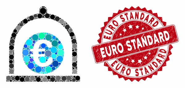 Colagem Euro Standard com Grunge Euro Standard Seal — Vetor de Stock