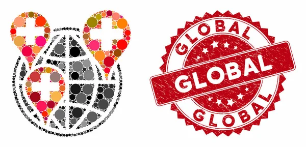 Mosaic Global Clinic Company avec timbre global de détresse — Image vectorielle