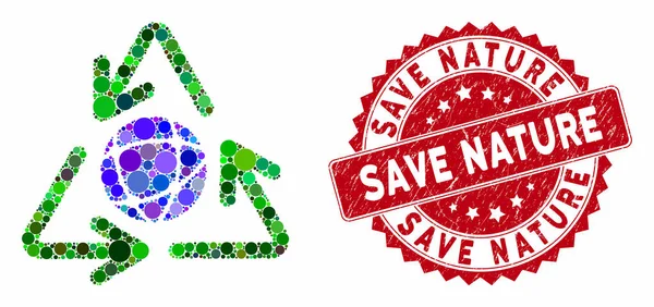 Collage Παγκόσμια ανακύκλωση με Distress Save Nature Seal — Διανυσματικό Αρχείο