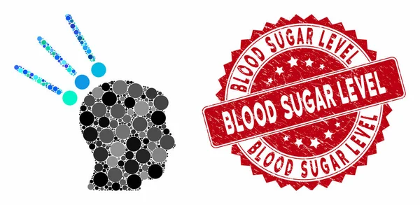 Mosaico testa Connettori di prova con Grunge livello di zucchero nel sangue Timbro — Vettoriale Stock