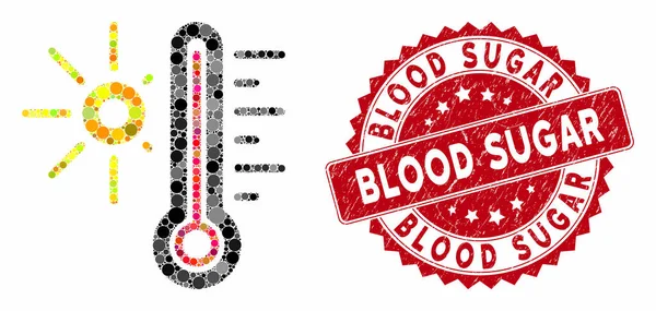 Mozaika Hot Weather with Distress Blood Sugar Seal — Stockový vektor