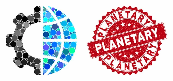 Mosaico Internacional Fabricación con Sello Planetario Rasguñado — Vector de stock