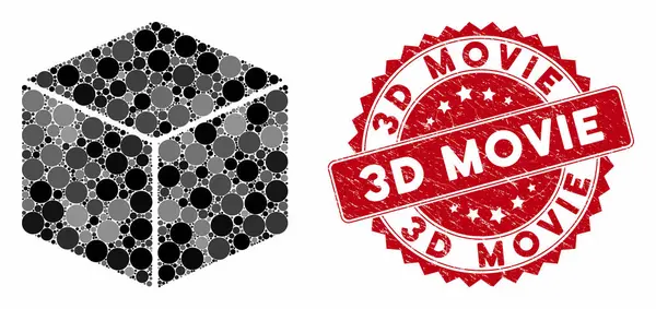 Мозаичный изометрический куб с печатями 3D фильма — стоковый вектор