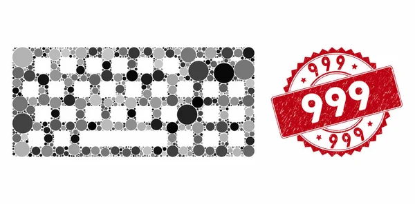 Clavier mosaïque avec timbre Grunge 999 — Image vectorielle