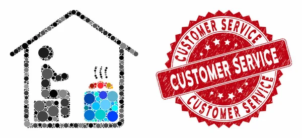 Mosaic Sauna Cliente com texturizado Selo de Atendimento ao Cliente — Vetor de Stock