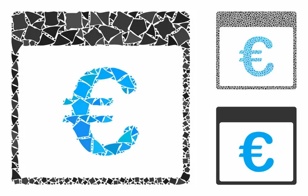 Page du calendrier de la monnaie euro Icône mosaïque des articles inégaux — Image vectorielle