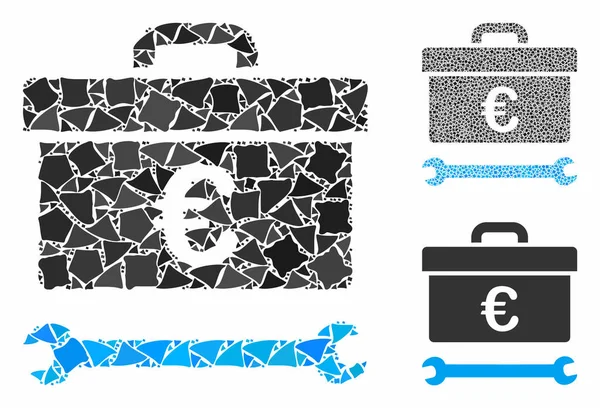 Euro gereedschapskist Mozaïekicoon van Abrupte items — Stockvector
