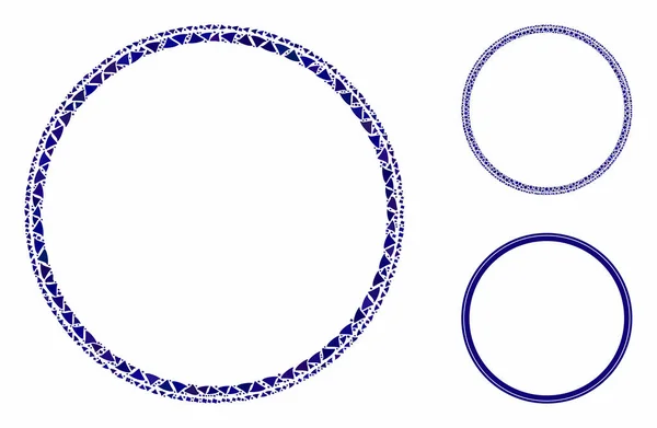 Dubbel cirkel ram Mosaik ikonen av ojämna element — Stock vektor