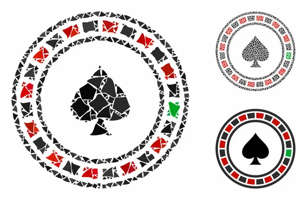 Casino ruleta mosaico icono de piezas desiguales — Archivo Imágenes Vectoriales
