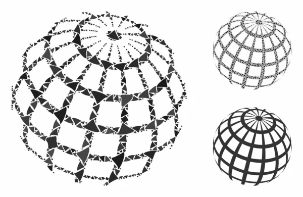 Esfera abstracta cuadrícula Composición Icono de piezas desiguales — Vector de stock