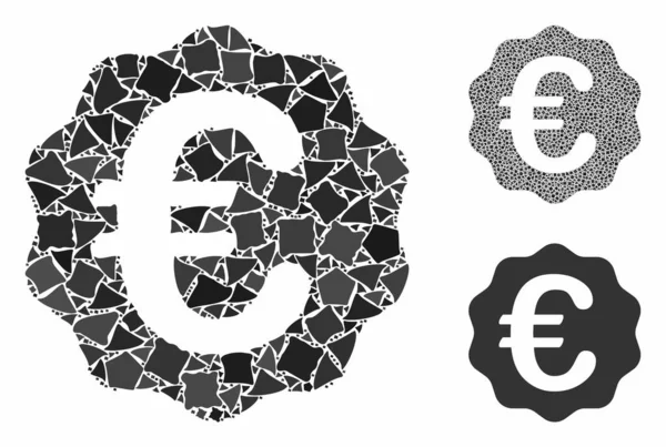 Euro reward seal Composition Icon of Bumpy Items — Stock Vector
