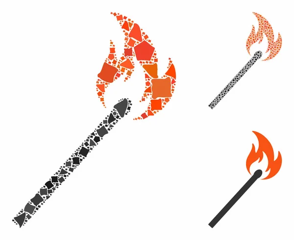 Match fire Composition Icon of Tremulant Elements — Stock Vector