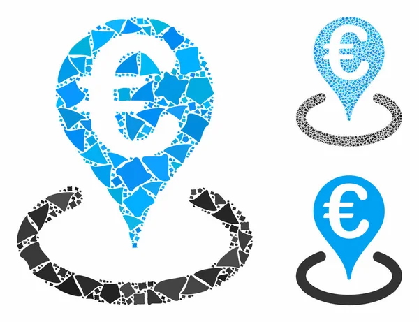 Euro marqueur de carte bancaire Composition Icône de Ragged Articles — Image vectorielle