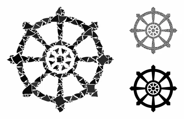 달마 바퀴 의구 성 물, 누더기 제품의 아이콘 — 스톡 벡터