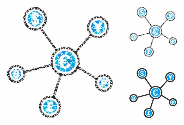 Евро-финансовая сеть Composition Icon of Uneven Parts — стоковый вектор