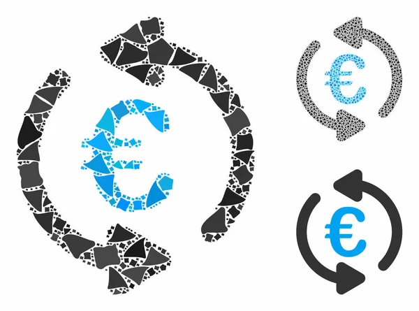 Евро повторює стрілки Mosaic Icon of Unequal Parts — стоковий вектор