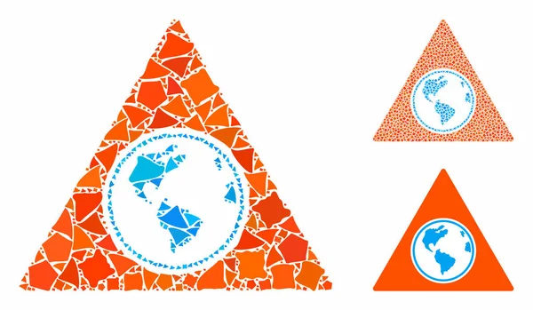 Terra-Dreieck-Komposition Ikone der buckligen Teile — Stockvektor