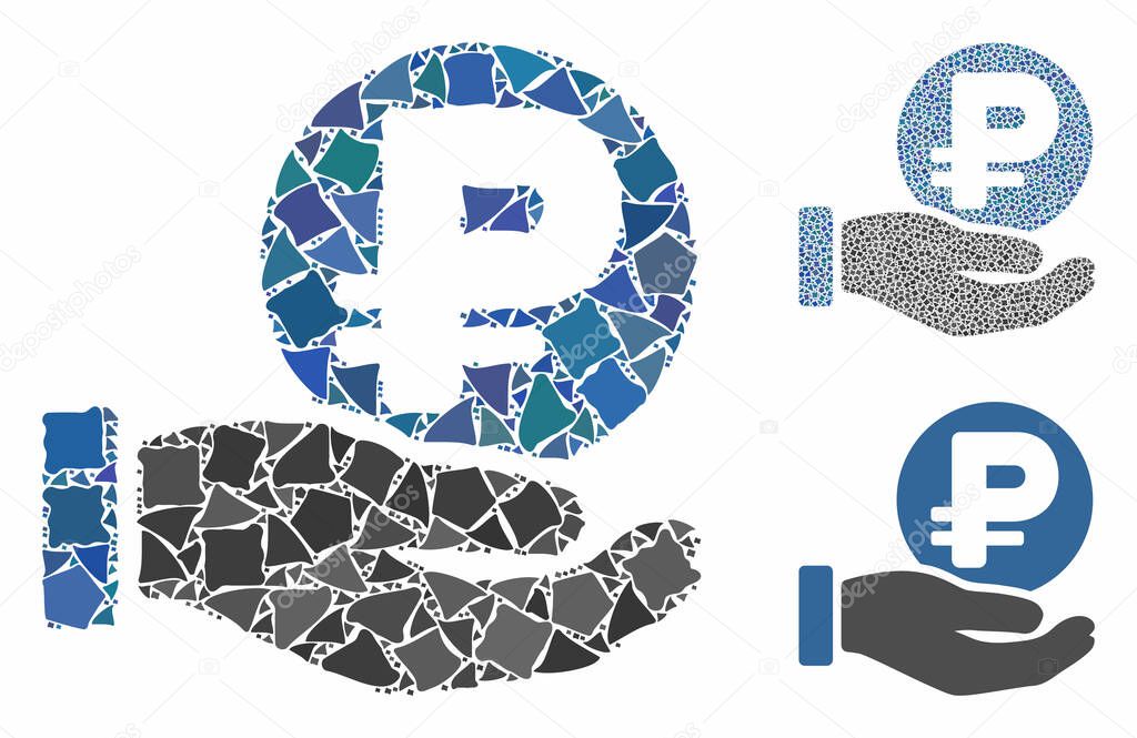 Rouble coin payment hand Mosaic Icon of Inequal Items