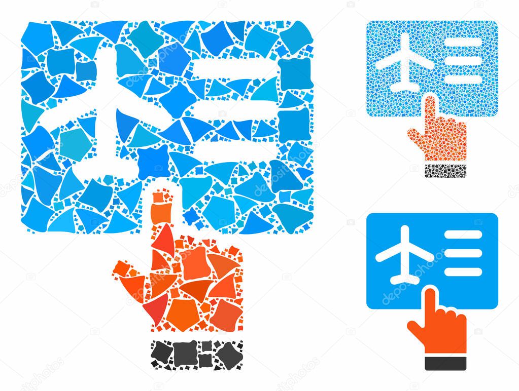 Airline ticket booking Composition Icon of Irregular Parts