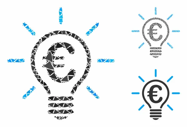 Euro idea bulb Composition Icon of Ragged Elements — Stock Vector