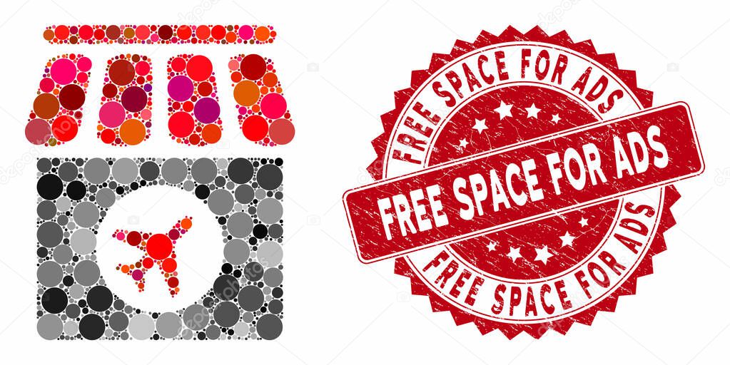 Collage Duty Free Shop with Distress Free Space for Ads Seal