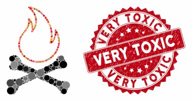 Kolaj Kemikleri Cehennem Ateşi ile Grunge Çok Zehirli Damga