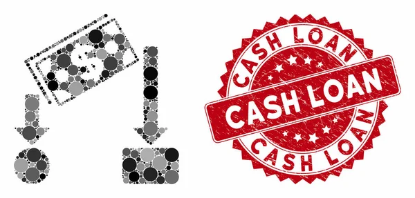 Collage Flux de trésorerie avec timbre Grunge Cash Loan — Image vectorielle