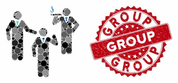 Mosaik Diskussionsgrupp med Textured Group Seal — Stock vektor