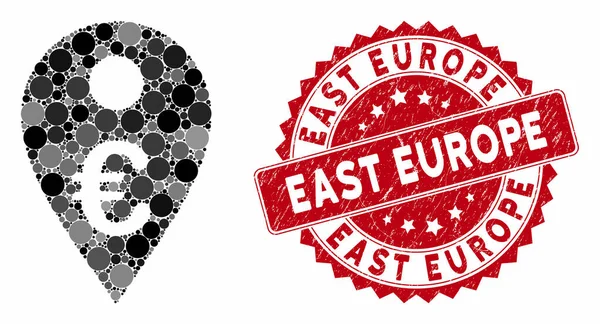 Collage Euro Carte Marqueur avec Grunge East Europe Seal — Image vectorielle