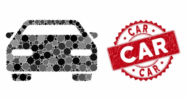 Mosaico de coches con Grunge Car Seal — Vector de stock