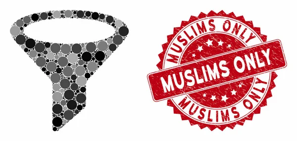 Kolážový filtr pouze s razítkem muslimů v tísni — Stockový vektor