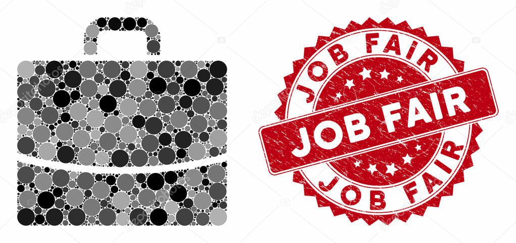Collage Briefcase with Scratched Job Fair Stamp