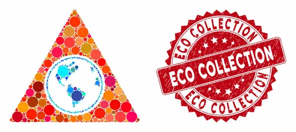 Mosaic Terra Triangle with Grunge Eco Collection Seal — Stock Vector