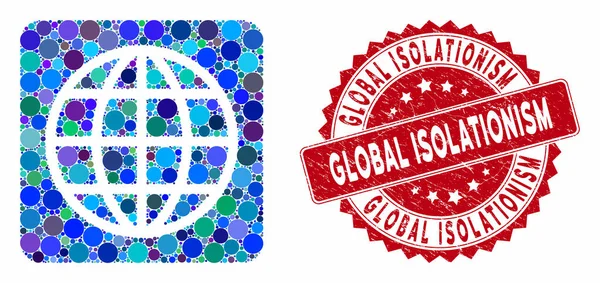 Mosaïque Internet avec Grunge Global Isolationism Timbre — Image vectorielle