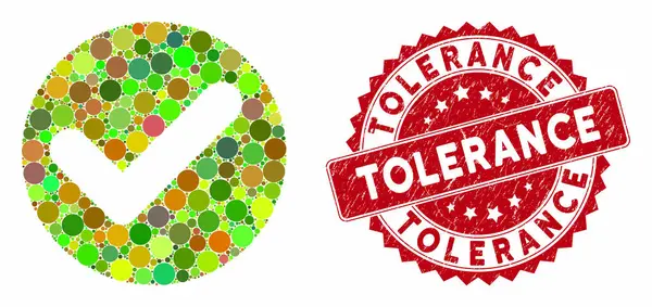 Mosaik gültig mit zerkratztem Toleranzstempel — Stockvektor