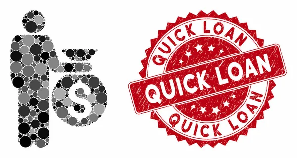 Mosaic Investor met Grunge Quick Loan Seal — Stockvector
