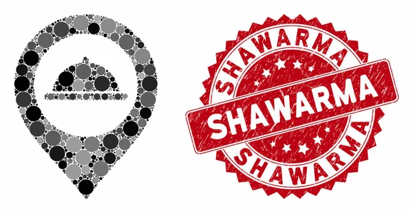Collage Meal Marker con Distress Shawarma Seal — Vector de stock