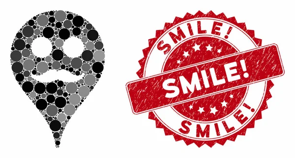 Collage Gentleman Smiley Kartenmarker mit strukturiertem Lächeln Ausrufezeichen — Stockvektor