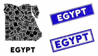 Mozaik Mısır Haritası ve Çizilmiş Dikdörtgen Filigranı